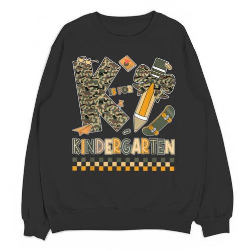 K Is For Kindergarten Teacher Coquette Bow Camo Unisex Sweatshirt - teacherstshirts.com