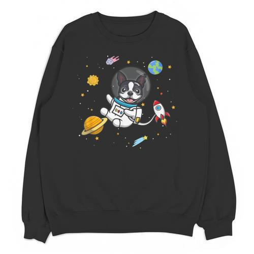 Kawaii Kids & Boys Astronaut Space Boston Terrier Dog Lover Unisex Sweatshirt - Bostonterriersmerch.com