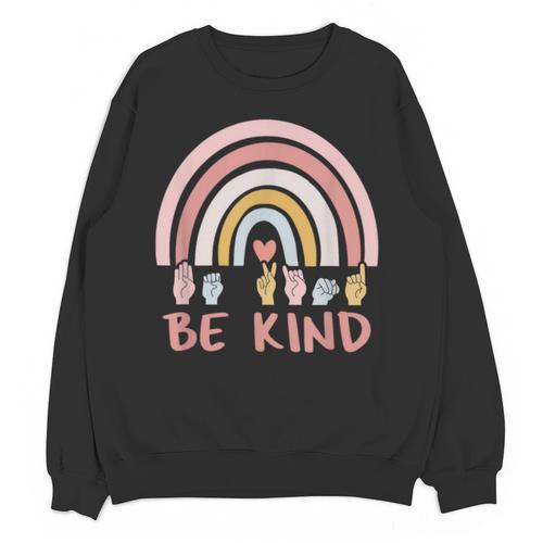 Be Kind ASL Sign Language Deaf SPED Teacher Kids Men Women Unisex Sweatshirt - teacherstshirts.com