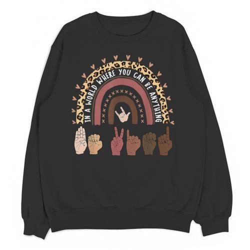 Be Kind Hand-Talking Teacher Artist ASL Unisex Sweatshirt - teacherstshirts.com AU