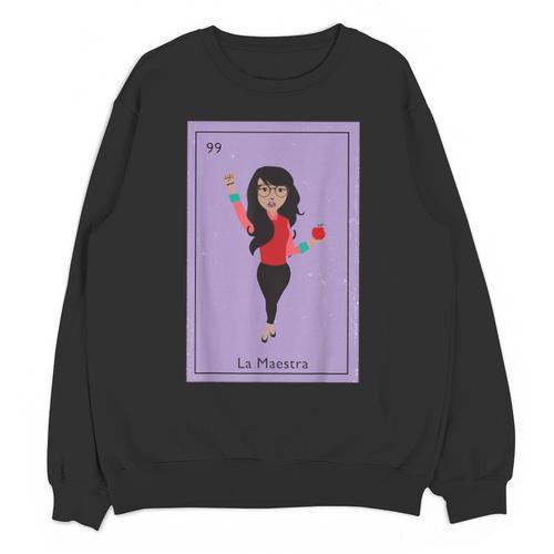 La Maestra Mexican Bingo Card Teacher Lottery Card Unisex Sweatshirt - teacherstshirts.com AU