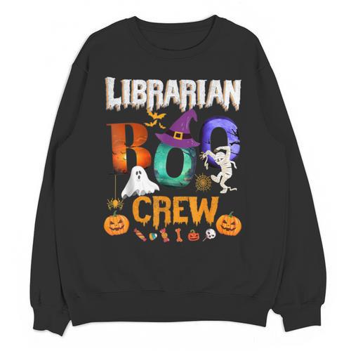 Librarian Boo Crew Teacher Student Halloween Costume Unisex Sweatshirt - teacherstshirts.com CA