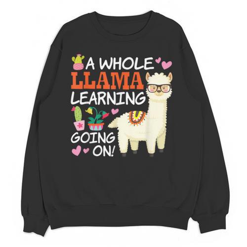 Llama Learning T Shirt Teachers Students Alpaca Lovers Unisex Sweatshirt - teacherstshirts.com DE
