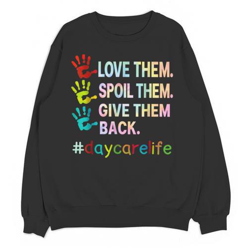 Love Daycare Provider Childcare Teacher Tie Dye Unisex Sweatshirt - teacherstshirts.com CA