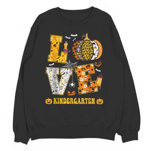 LOVE Kindergarten Pumpkin Teacher Student Halloween Costume Unisex Sweatshirt - teacherstshirts.com DE