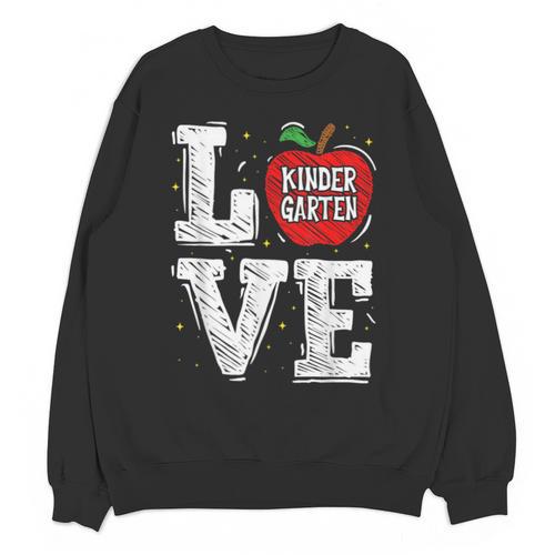 LOVE Kindergarten Teacher Student School Apple Unisex Sweatshirt - teacherstshirts.com