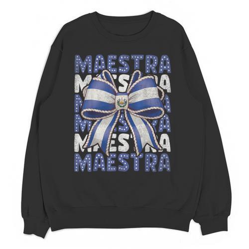 Maestra El Salvador Coquette Bow Hispanic Spanish Teacher Unisex Sweatshirt - teacherstshirts.com