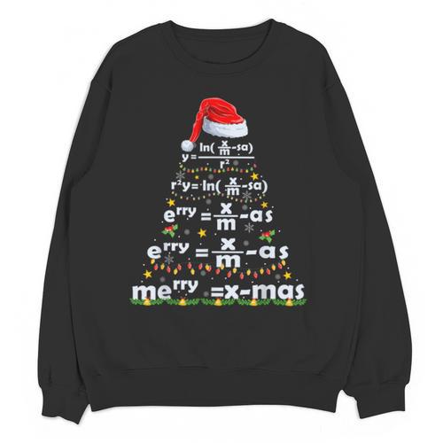 Math Equation Merry X-Mas Math Teacher Christmas Humor Men Women Kids Unisex Sweatshirt - teacherstshirts.com AU