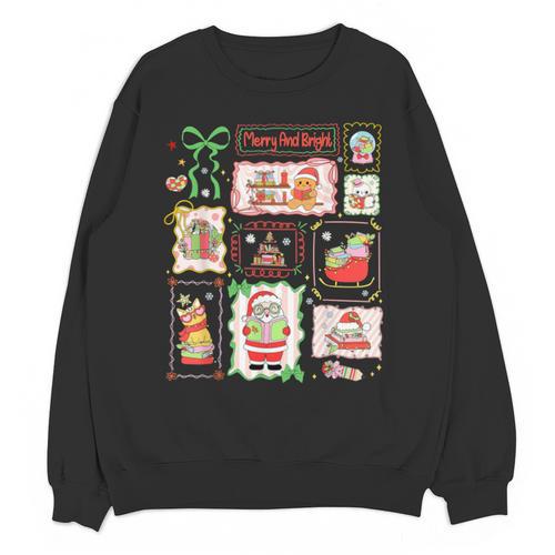 Merry And Bright Christmas Gingerbread Santa Book Teacher Unisex Sweatshirt - teacherstshirts.com DE