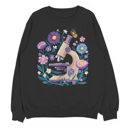 Microscope Flower Butterfly Biology Science Teacher Student Unisex Sweatshirt - teacherstshirts.com UK