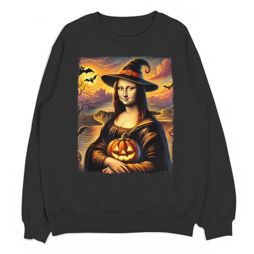Mona Lisa Pumpkin Halloween Art Teacher Witchy Women Kids Unisex Sweatshirt - teacherstshirts.com