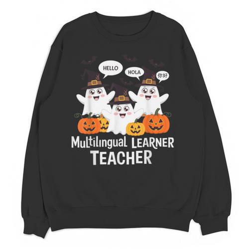 Multilingual Learner Teacher Spooky Halloween ESL Teacher Unisex Sweatshirt - teacherstshirts.com DE