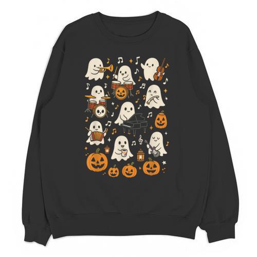 Music Teacher Orchestra Shirt Spooky Halloween Ghost Band Unisex Sweatshirt - teacherstshirts.com AU
