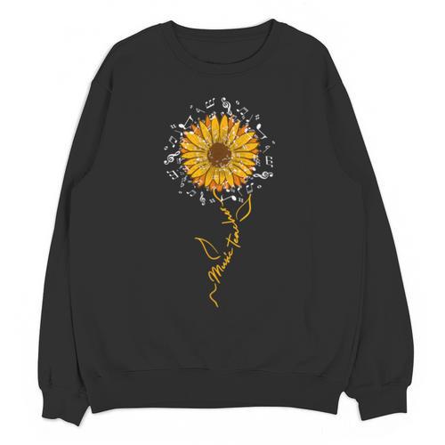 Music Teacher Shirt Sunflower Music Notes Musician Singer Unisex Sweatshirt - teacherstshirts.com