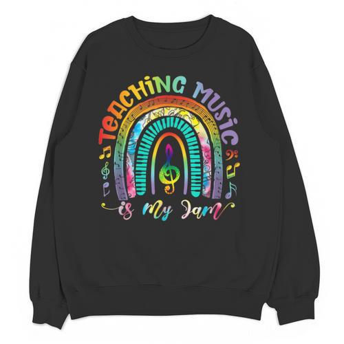 Musical Teacher Teaching Music Is My Jam Rainbow Tie Dye Unisex Sweatshirt - teacherstshirts.com AU