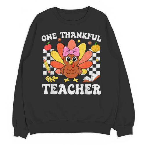 One Thankful Teacher Turkey Thanksgiving Teaching Unisex Sweatshirt - teacherstshirts.com AU