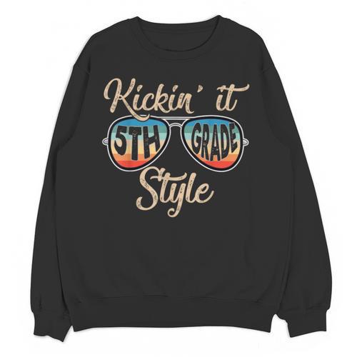 P41l Retro Kickin It 5th Grade Style Teacher Back To School For Men Women Girls Kids Unisex Sweatshirt - teacherstshirts.com DE