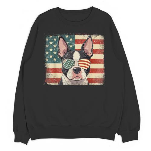 Patriotic Boston Terrier Dog Lover USA Flag 4th Of July For Men Women Kids Unisex Sweatshirt - Bostonterriersmerch.com