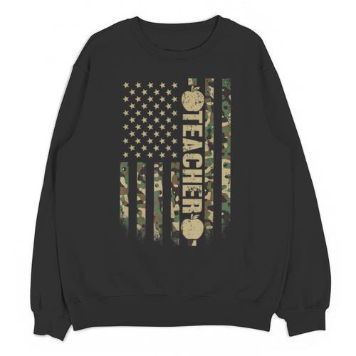 Patriotic Teacher American Flag Camouflage 4th Of July Camo Unisex Sweatshirt - teacherstshirts.com AU