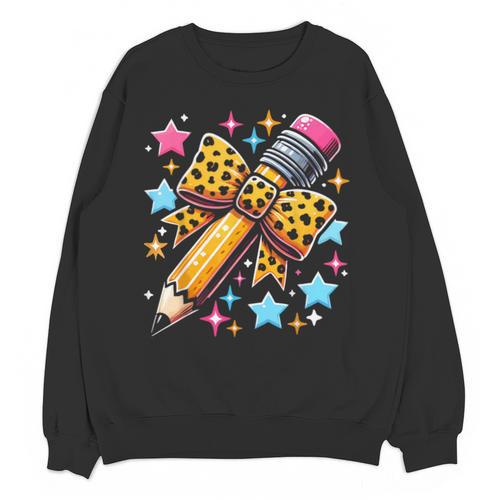 Pencil Leopard Coquette Bow Teacher Life Back To School Unisex Sweatshirt - teacherstshirts.com CA
