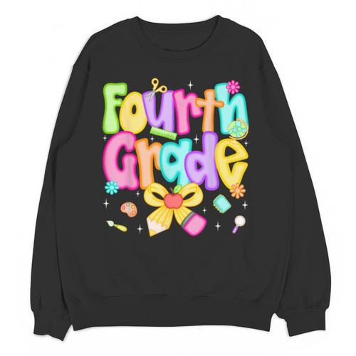 Preppy Fourth Grade Back To School 4th Grade Teacher Girls Unisex Sweatshirt - teacherstshirts.com DE