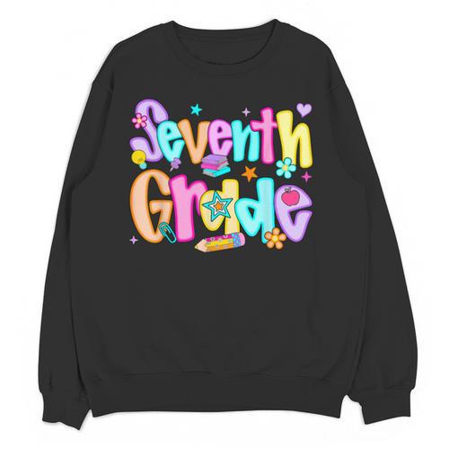 Preppy Seventh Grade Back To School 7th Grade Teachers Girls Unisex Sweatshirt - teacherstshirts.com AU