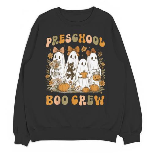 Preschool Boo Crew Teacher Kids Halloween Ghost Cat Pumpkin Unisex Sweatshirt - teacherstshirts.com