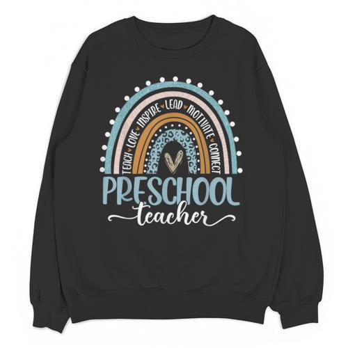 Preschool Teacher Leopard Boho Rainbow Back To School Unisex Sweatshirt - teacherstshirts.com DE
