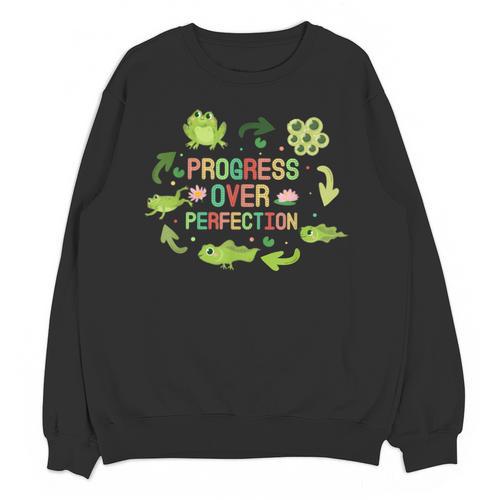 Progress Over Perfection Frog Back To School Teacher Unisex Sweatshirt - teacherstshirts.com DE