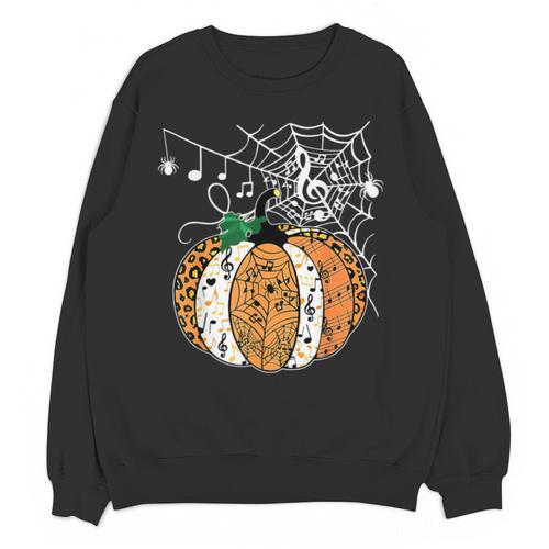 Pumpkin Music Teacher Halloween Fall Music Notes Autumn Unisex Sweatshirt - teacherstshirts.com AU