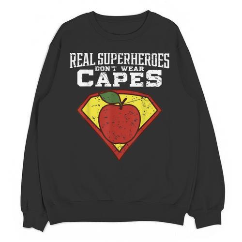 Real Superheroes Don't Wear Capes Teacher Shirt Teaching Te Unisex Sweatshirt - teacherstshirts.com UK
