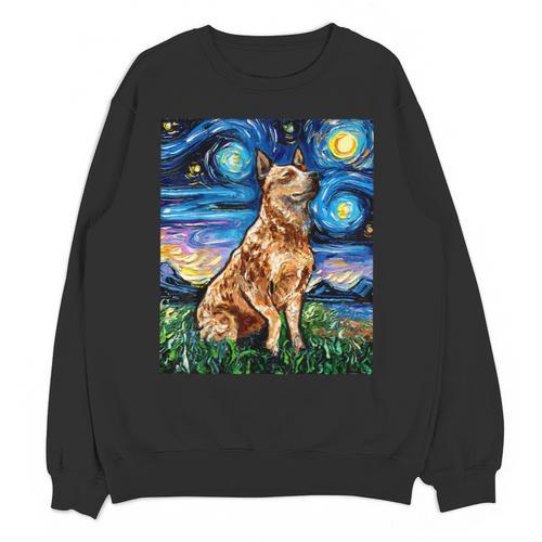 Red Heeler Starry Night Cattle Dog Colorful Art By Aja For Men Women Girls Kids Unisex Sweatshirt - Bostonterriersmerch.com DE
