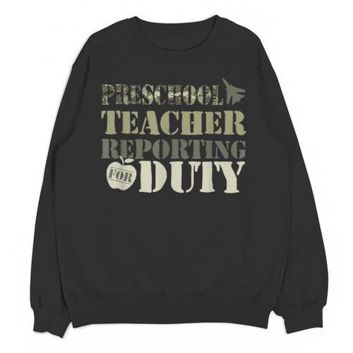 Retro Back To School Women Old Camo Preschool Teacher Unisex Sweatshirt - teacherstshirts.com CA
