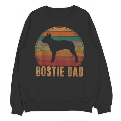 Retro Boston Terrier Dad Dog Owner Pet Bostie Father Unisex Sweatshirt - Bostonterriersmerch.com