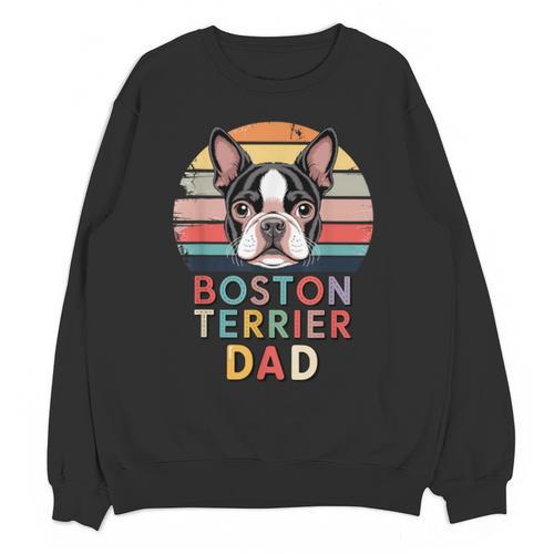 Retro Boston Terrier Dad Unisex Sweatshirt - Bostonterriersmerch.com