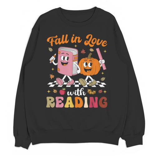 Retro Fall In Love With Learning Pumpkin Autumn Teacher Unisex Sweatshirt - teacherstshirts.com UK