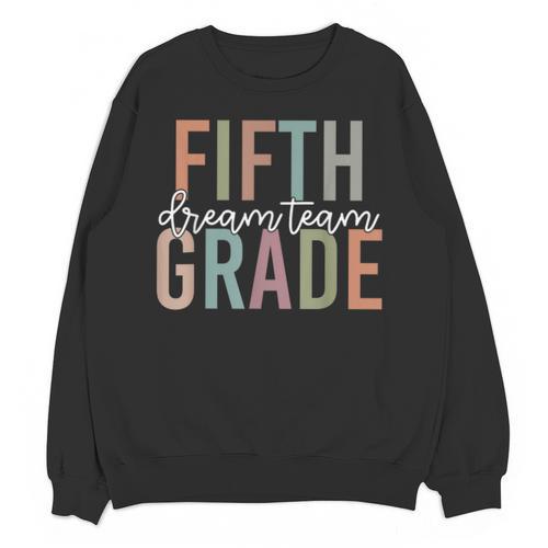 Retro Fifth Grade Dream Team Groovy Teacher Back To School Men Women Girls Kids Unisex Sweatshirt - teacherstshirts.com AU