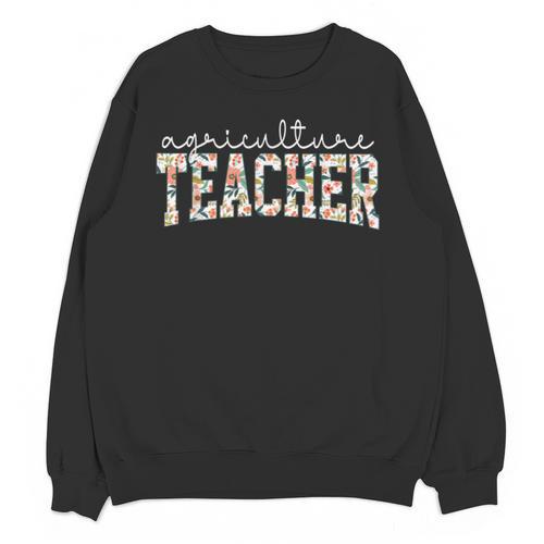 Retro Floral Agriculture Teacher Farmer AG Teacher Team Crew Unisex Sweatshirt - teacherstshirts.com DE