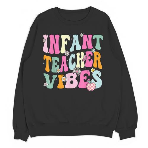 Retro Infant Teacher Vibes Women Daycare Teacher Unisex Sweatshirt - teacherstshirts.com DE