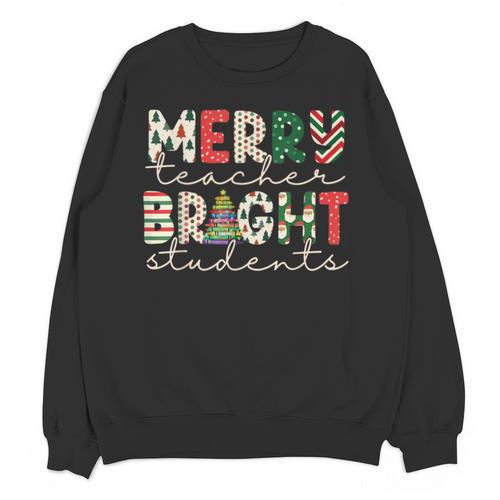 Retro Merry Teacher Bright Students Christmas Teacher Unisex Sweatshirt - teacherstshirts.com DE