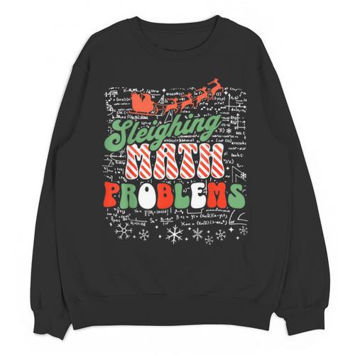 Retro Sleighing Math Problems Santa Math Teacher Christmas Unisex Sweatshirt - teacherstshirts.com AU