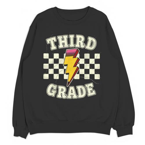 Retro Third Grade Teacher Lightning Bolt Pencil Teacher Kids Unisex Sweatshirt - teacherstshirts.com