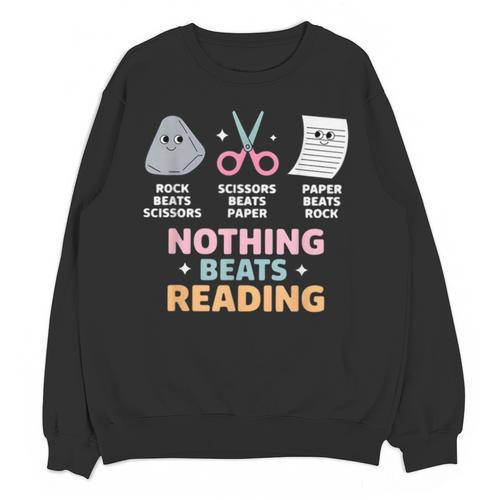 Rock Paper Scissors Teacher Librarian Nothing Beats Reading Unisex Sweatshirt - teacherstshirts.com