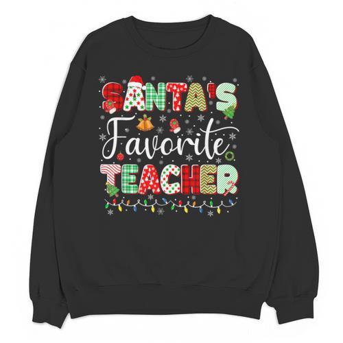 Santas Favorite Teacher Christmas Matching Xmas Men Women Unisex Sweatshirt - teacherstshirts.com DE