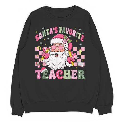 Santa's Favorite Teacher Groovy Christmas Teacher Boys Girls Unisex Sweatshirt - teacherstshirts.com