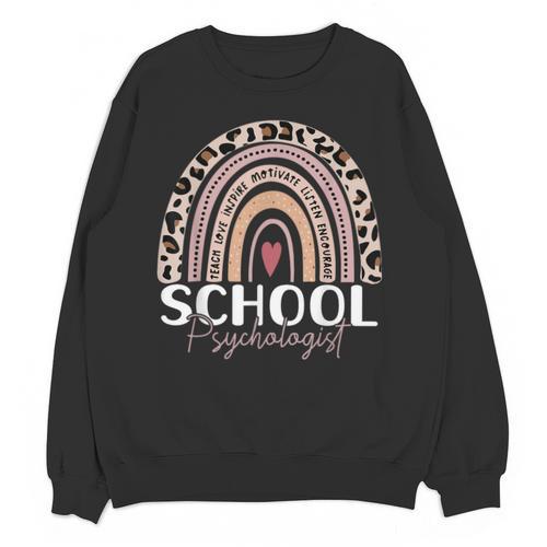 School Psych Teacher School Psychologist Leopard Rainbow Unisex Sweatshirt - teacherstshirts.com AU