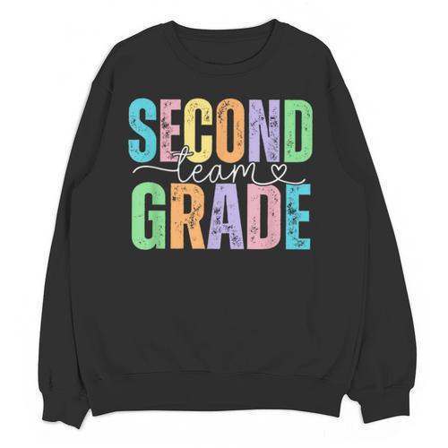 Second Grade Team Heart Teacher Student Back To School Girls Unisex Sweatshirt - teacherstshirts.com AU