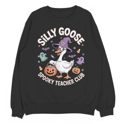 Silly Goose Spooky Teacher Club Halloween Witch Ghost Unisex Sweatshirt - teacherstshirts.com CA