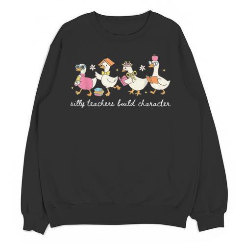 Silly Teachers Build Character Goose Teacher Back To School Unisex Sweatshirt - teacherstshirts.com AU