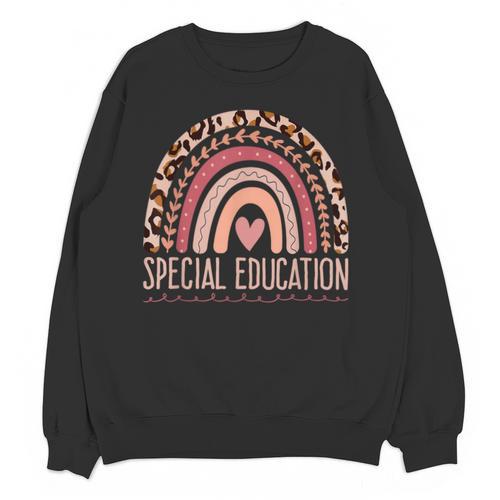 Special Education Shirt Teacher SPED Leopard Boho Rainbow Unisex Sweatshirt - teacherstshirts.com DE